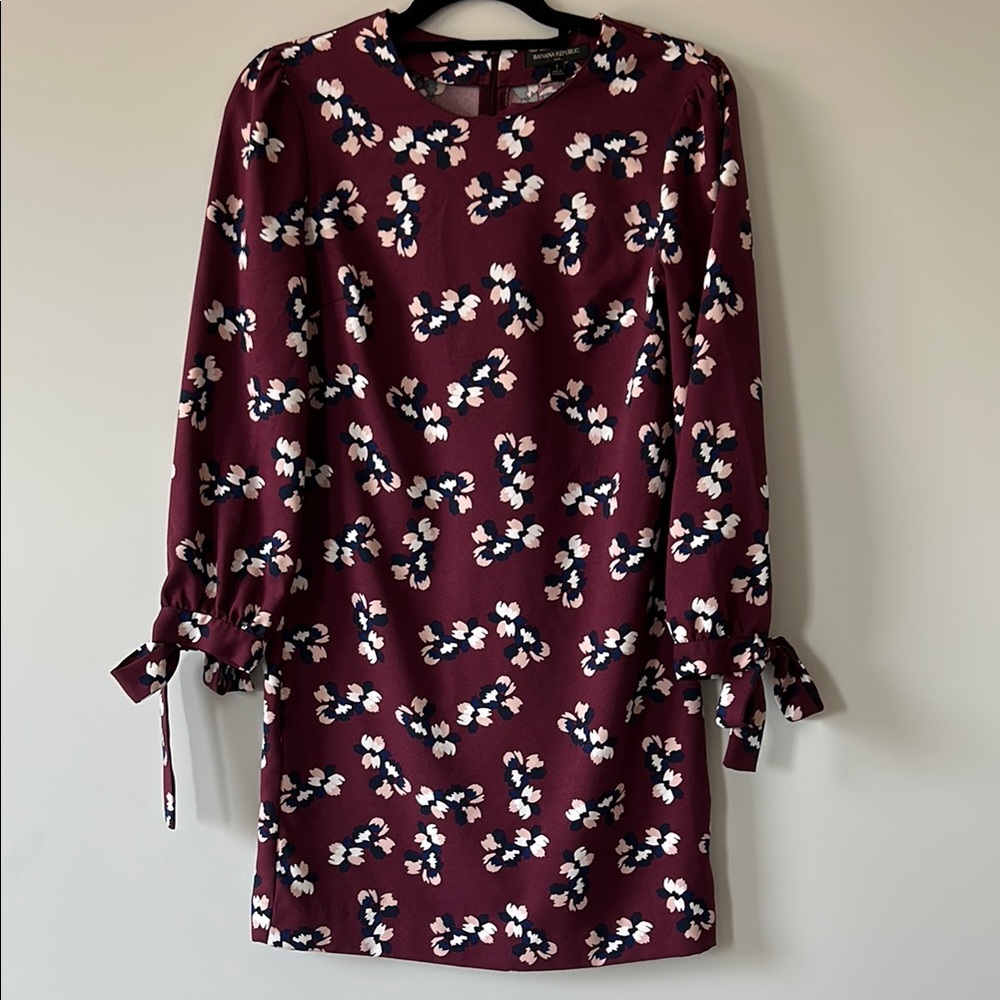 Banana Republic Factory Floral Burgundy Dress